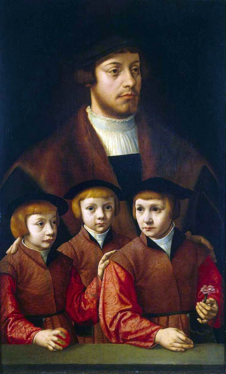  Barthel Bruyn Portrait of a Man with Three Sons - Canvas Print