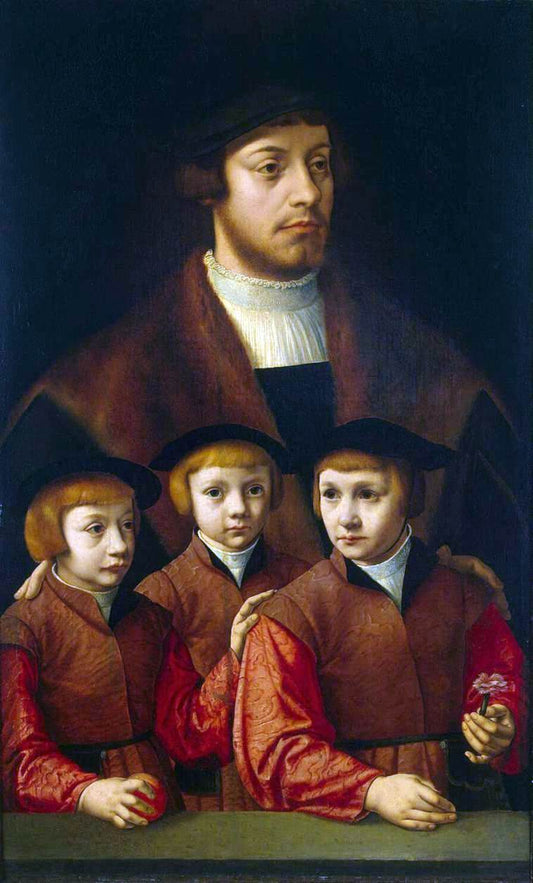 Barthel Bruyn Portrait of a Man with Three Sons - Canvas Print