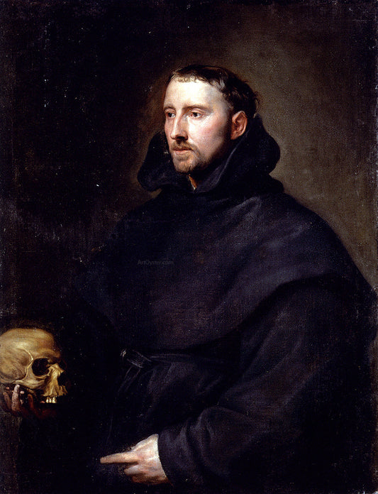 Sir Antony Van Dyck Portrait Of A Monk Of The Benedictine Order, Holding A Skull - Canvas Print