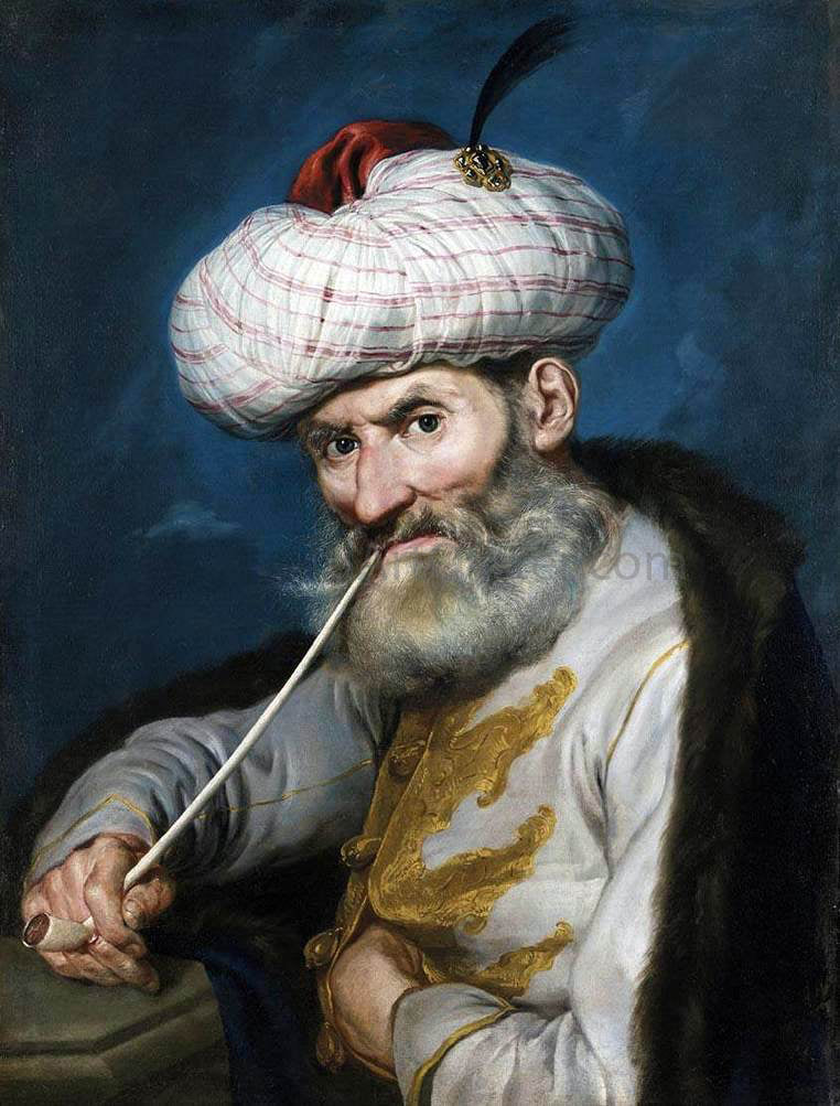  Giacomo Ceruti Portrait of a Smoking Man in Oriental Habit - Canvas Print