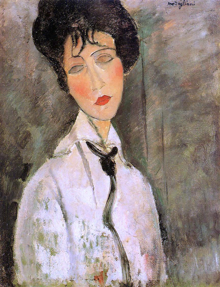  Amedeo Modigliani Portrait of a Woman in a Black Tie - Canvas Print