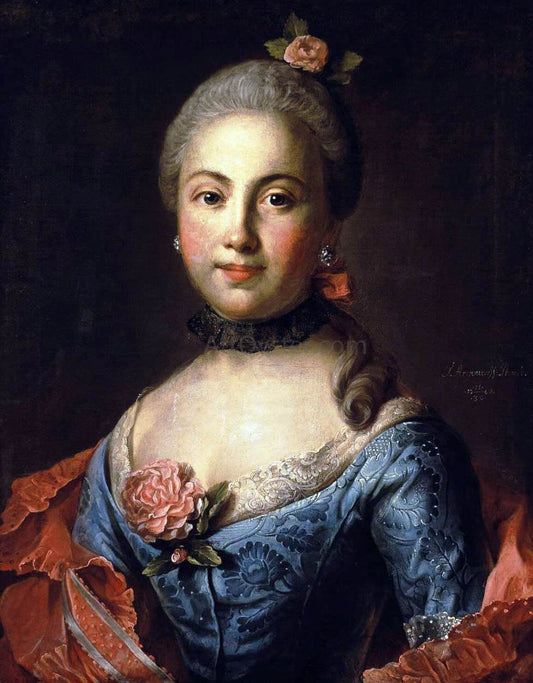  Ivan Petrovich Argunov Portrait of a Woman in a Blue Dress - Canvas Print