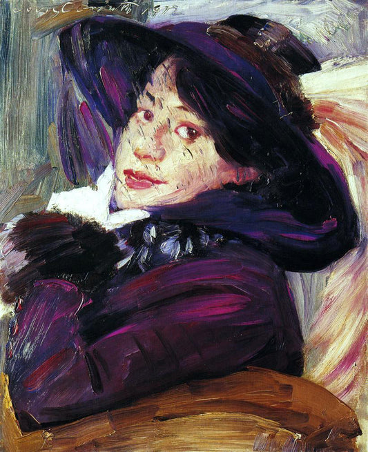  Lovis Corinth Portrait of a Woman in a Purple Hat - Canvas Print