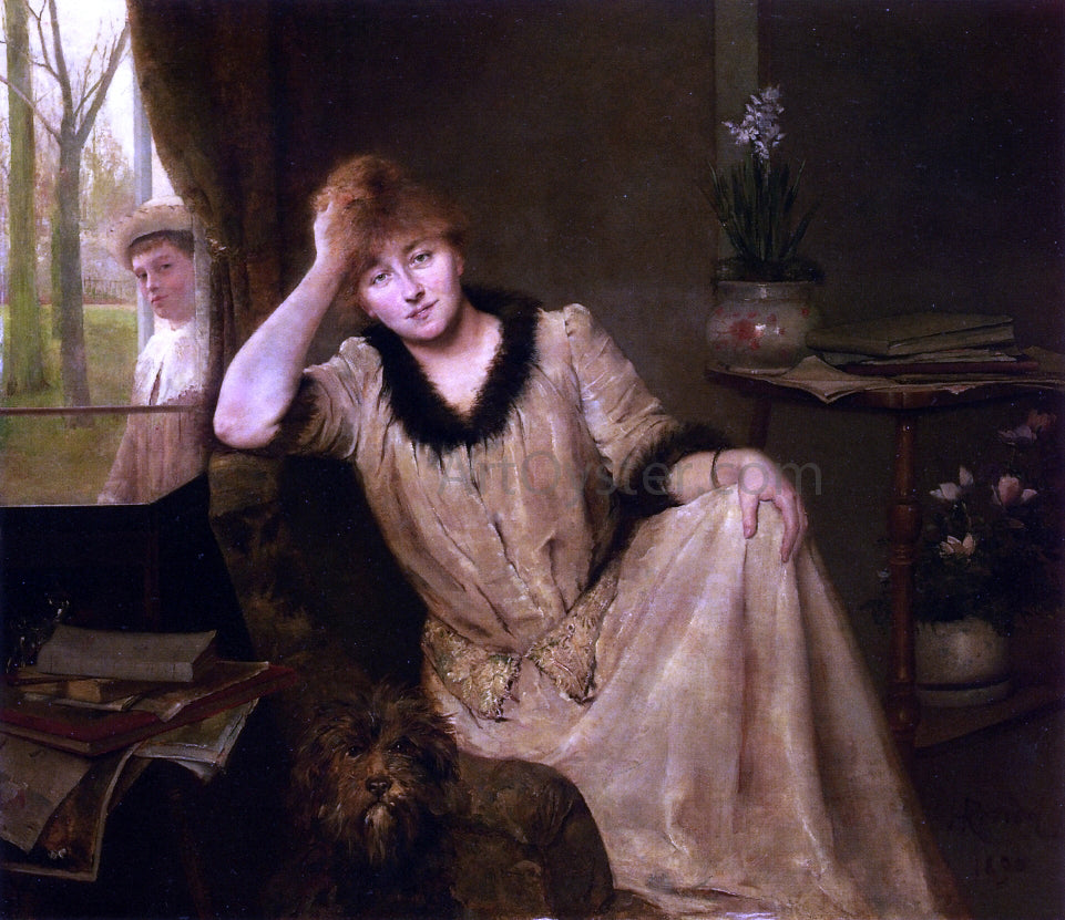  Henri Rondel Portrait of a Woman in an Elegant Interior - Canvas Print