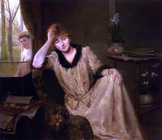  Henri Rondel Portrait of a Woman in an Elegant Interior - Canvas Print