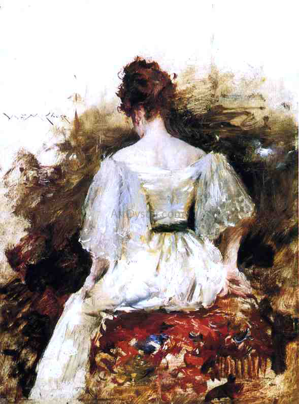  William Merritt Chase Portrait of a Woman: The White Dress - Canvas Print