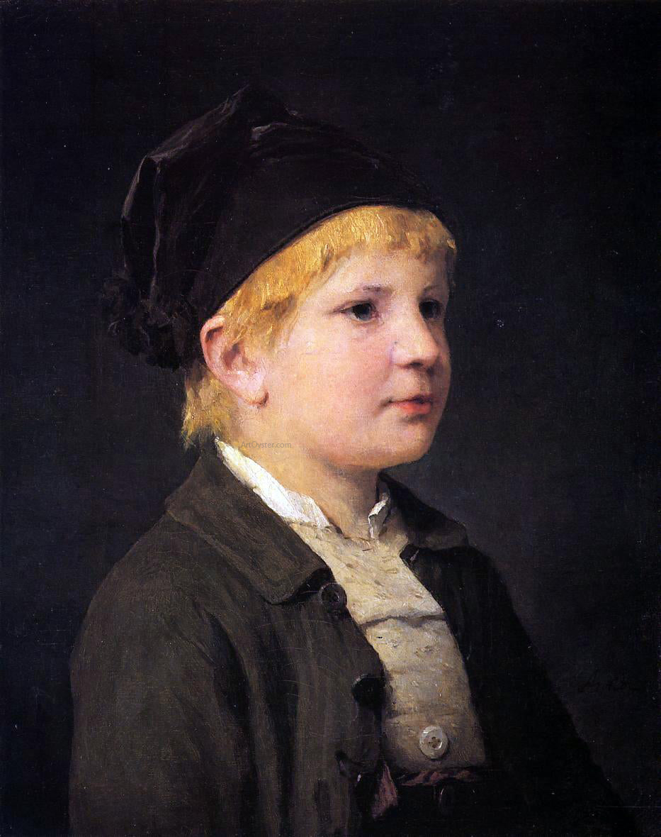  Albert Anker Portrait of a Young Boy - Canvas Print