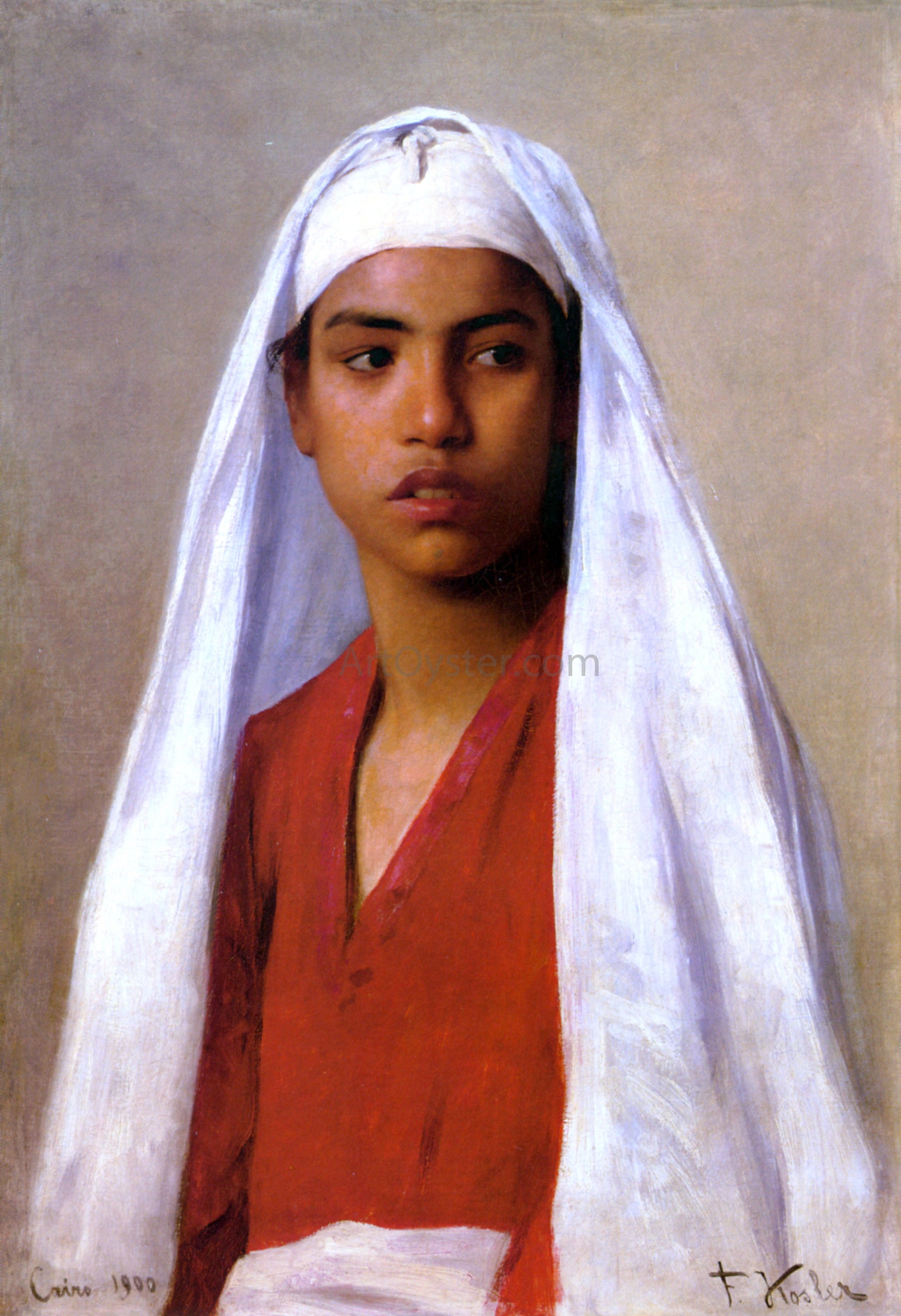  Franz Xavier Kosler Portrait of a Young Egyptian Girl - Canvas Print