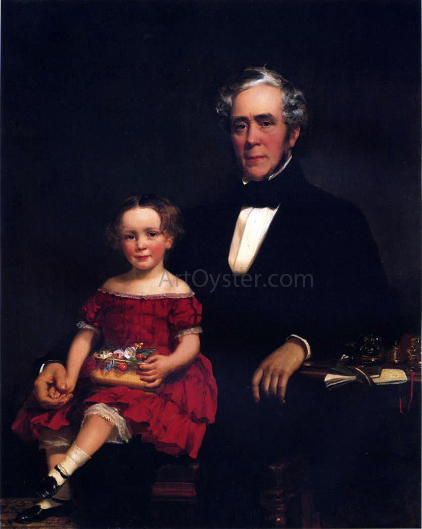  William Harrison Scarborough Portrait of a Young Girl and Older Man - Canvas Print
