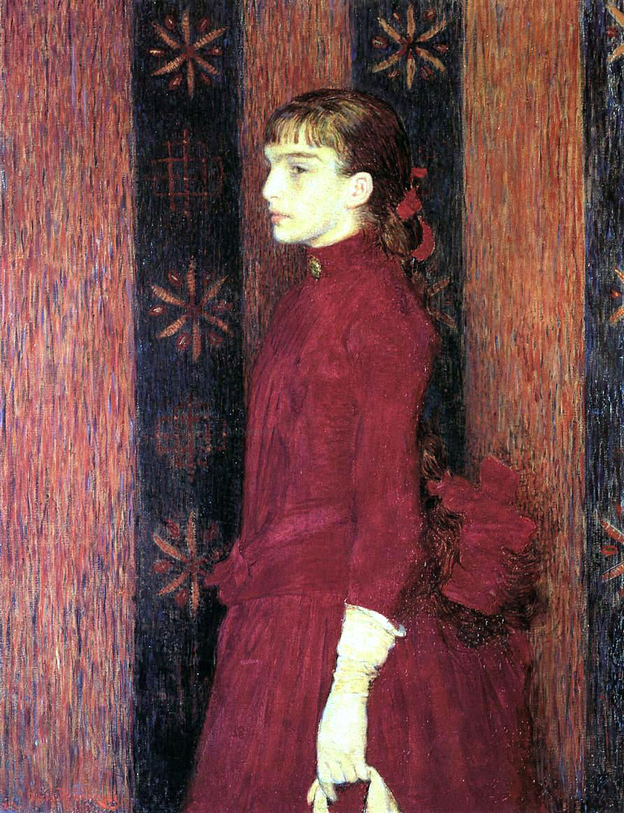  Theo Van Rysselberghe Portrait of a Young Girl in Red - Canvas Print