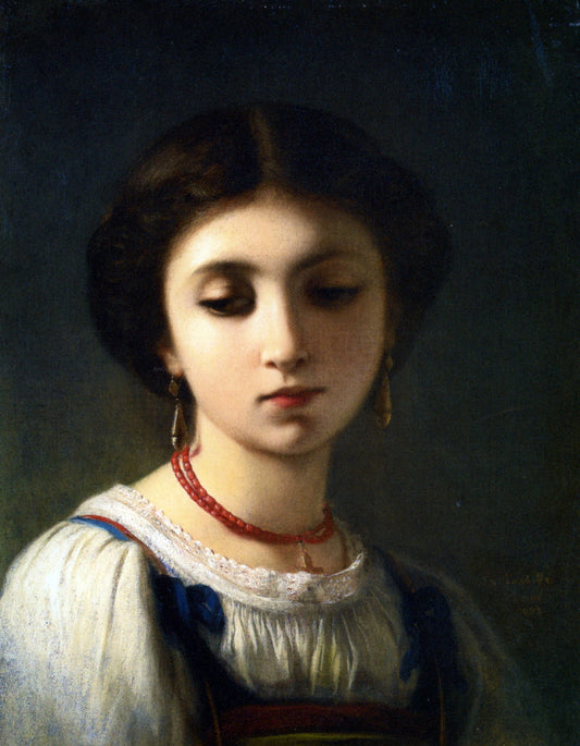  Charles Zacharie Landelle Portrait of a Young Italian Girl - Canvas Print