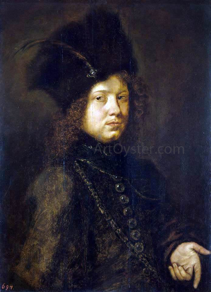  Christoph Paudiss Portrait of a Young Man in a Fur Hat - Canvas Print