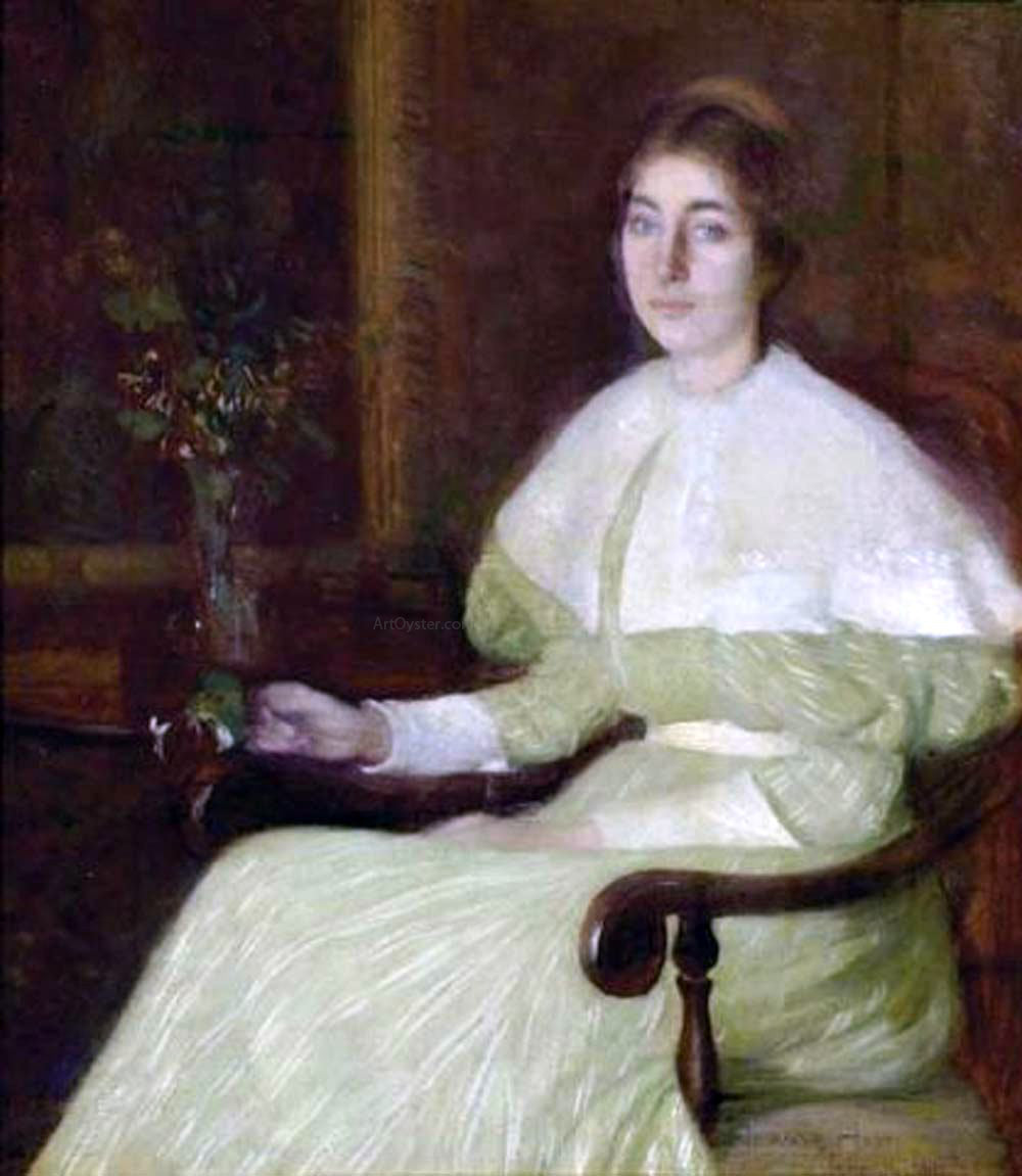  William Howard Hart Portrait of Adeline Pond Adams Seated in an Interior - Canvas Print