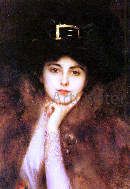  Albert Lynch Portrait of an Elegant Lady - Canvas Print