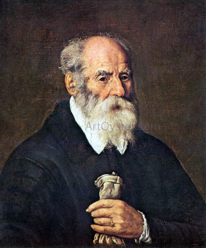  Marcantonio Bassetti Portrait of an Old Man with Gloves - Canvas Print