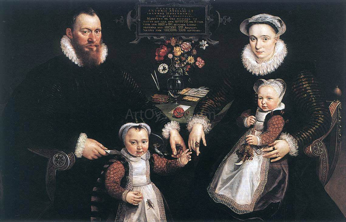  Marten De Vos Portrait of Antonius Anselmus, His Wife and Their Children - Canvas Print