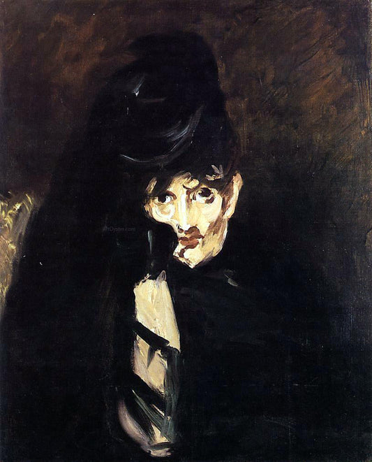 Edouard Manet Portrait of Berthe Morisot with Hat, in Mourning - Canvas Print
