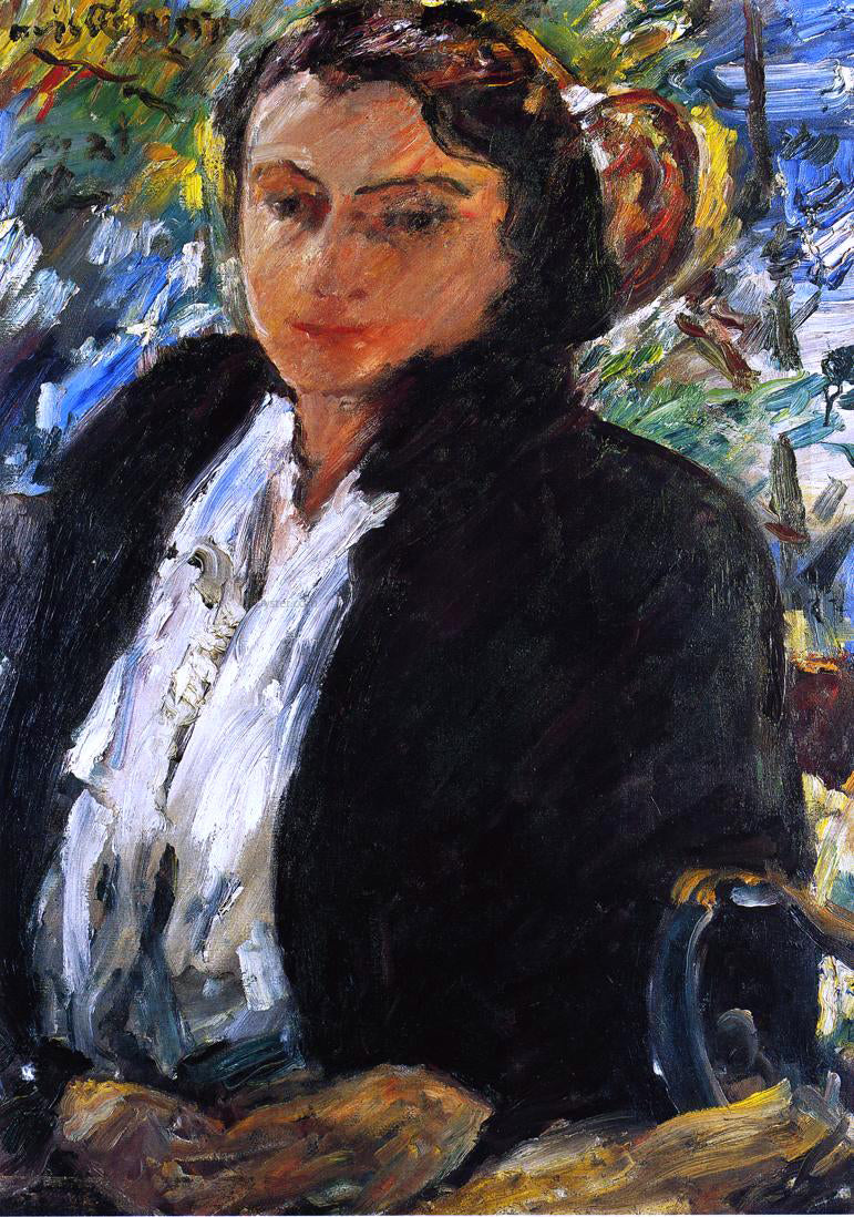 Lovis Corinth Portrait of Charlotte Berene-Corinth in a Green Velvet Jacket - Canvas Print