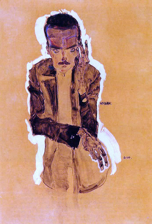  Egon Schiele Portrait of Eduard Kosmack with Raised Left Hand - Canvas Print