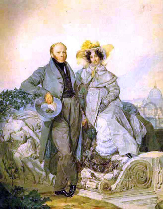 Karl Pavlovich Brulloff Portrait of G. N. and V. A. Olenin - Canvas Print