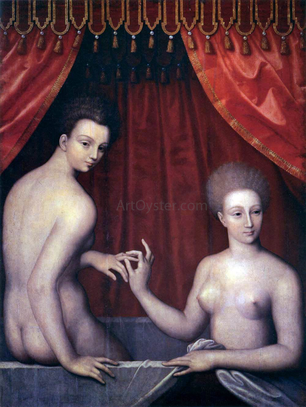  Masters of the Fontainebleau School Portrait of Gabrielle d'Estrees with her Sister - Canvas Print