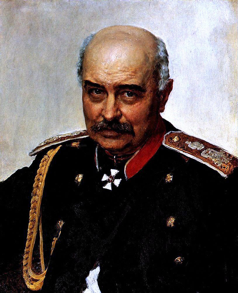  Ilia Efimovich Repin Portrait of general and statesman Mikhail Ivanovich Dragomirov - Canvas Print