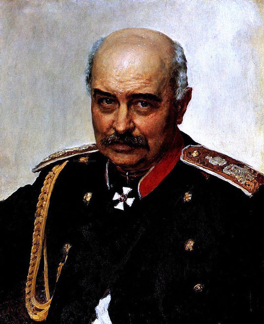  Ilia Efimovich Repin Portrait of general and statesman Mikhail Ivanovich Dragomirov - Canvas Print