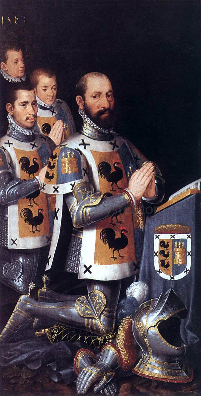  Pieter Pourbus Portrait of Jan Lopez Gallo and His Three Sons - Canvas Print
