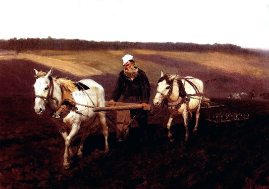  Ilia Efimovich Repin Portrait of Leo Tolstoy as a Ploughman on a Field - Canvas Print