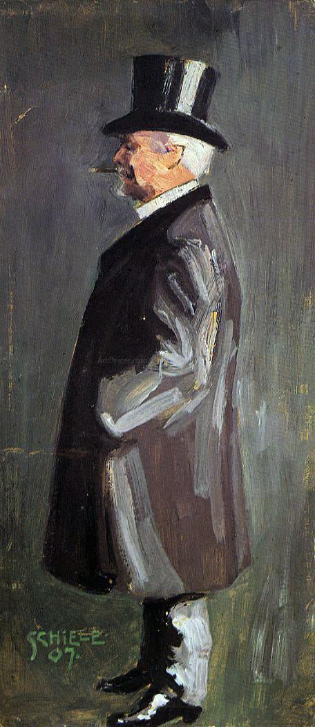  Egon Schiele Portrait of Leopold Czihaczek, in Profile Facing Left - Canvas Print