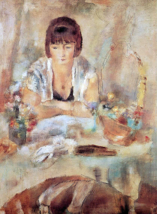  Jules Pascin Portrait of Lucy at a Table - Canvas Print
