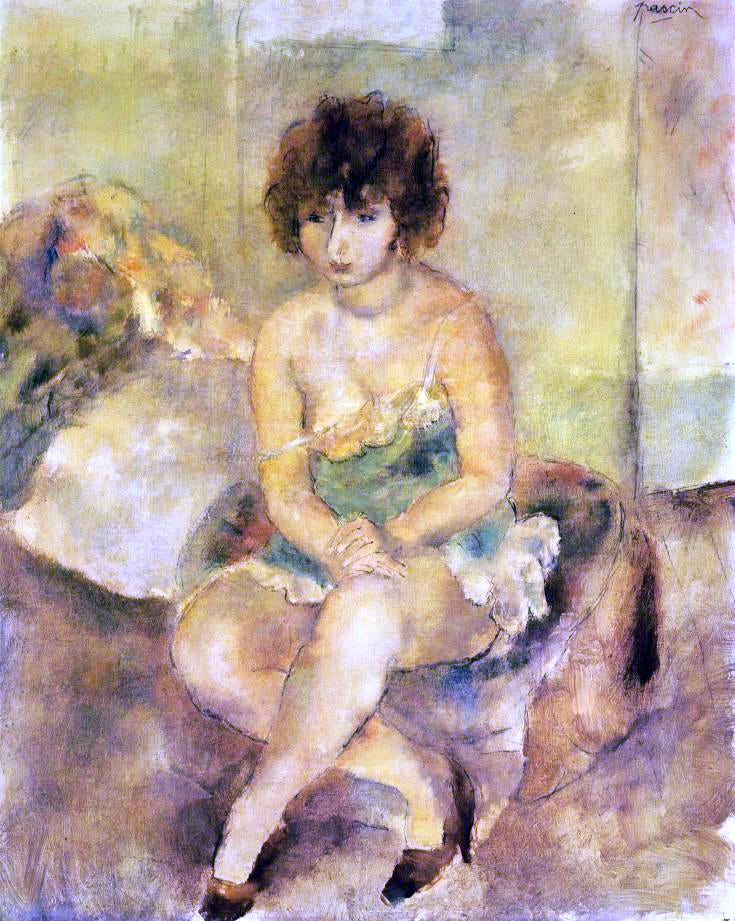  Jules Pascin Portrait of Lucy Krohg - Canvas Print