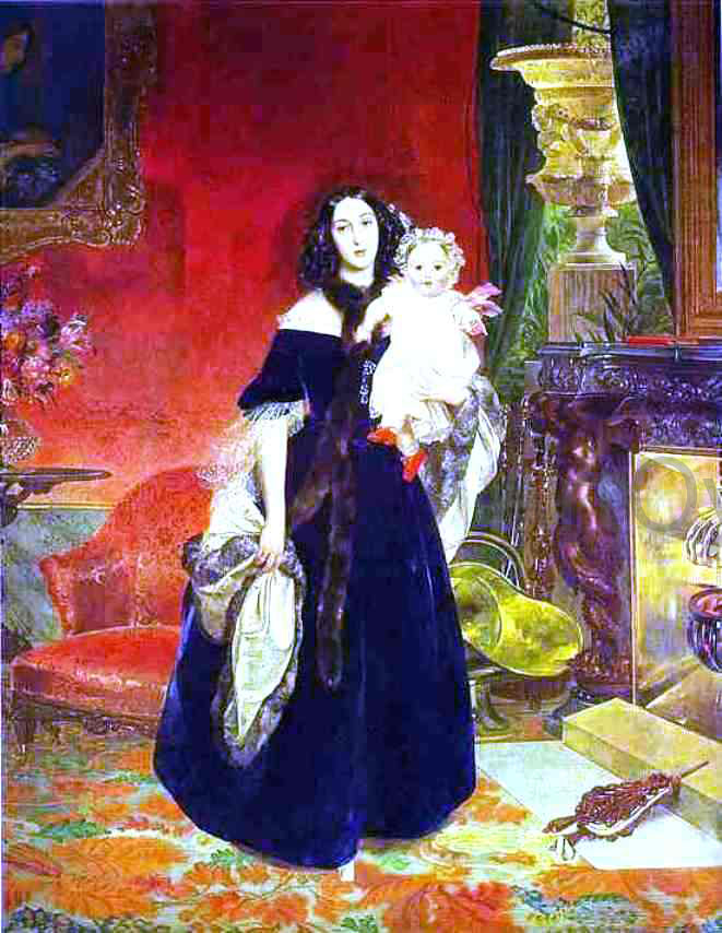  Karl Pavlovich Brulloff Portrait of M. A. Beck and Her Daughter M.I. Beck - Canvas Print