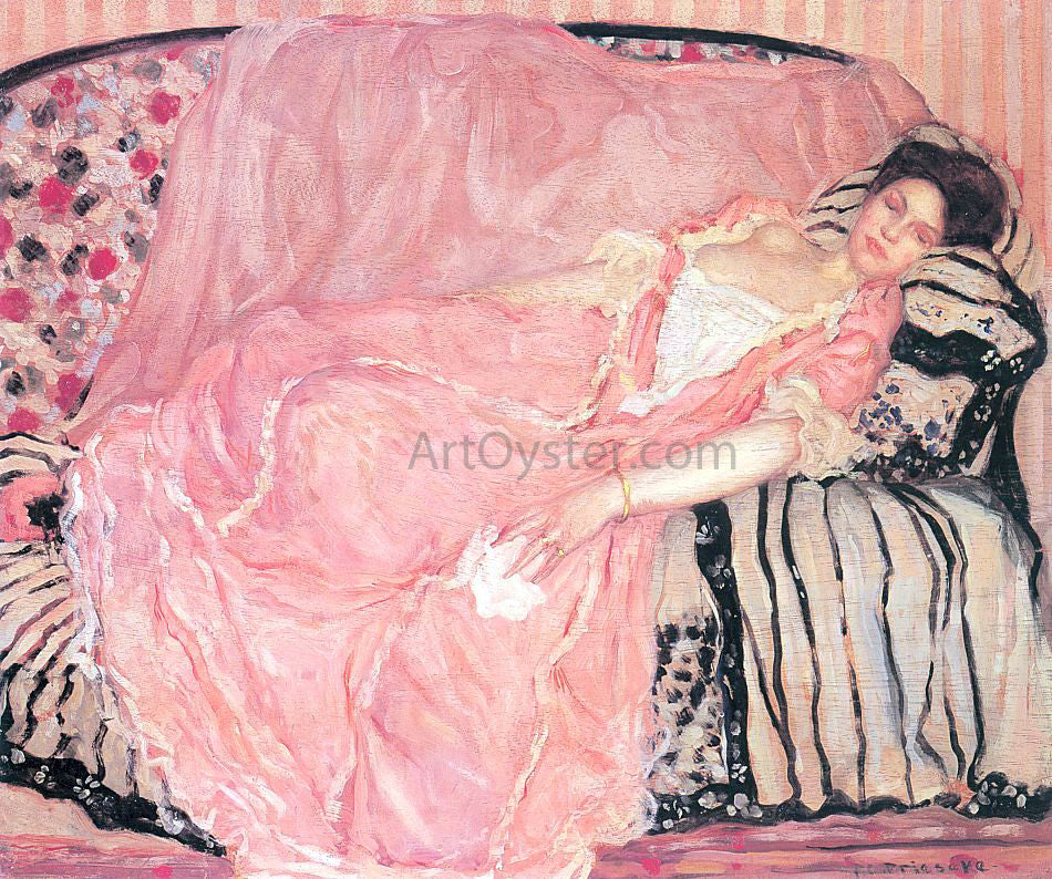  Frederick Carl Frieseke Portrait of Madame Gely (On the Couch) - Canvas Print