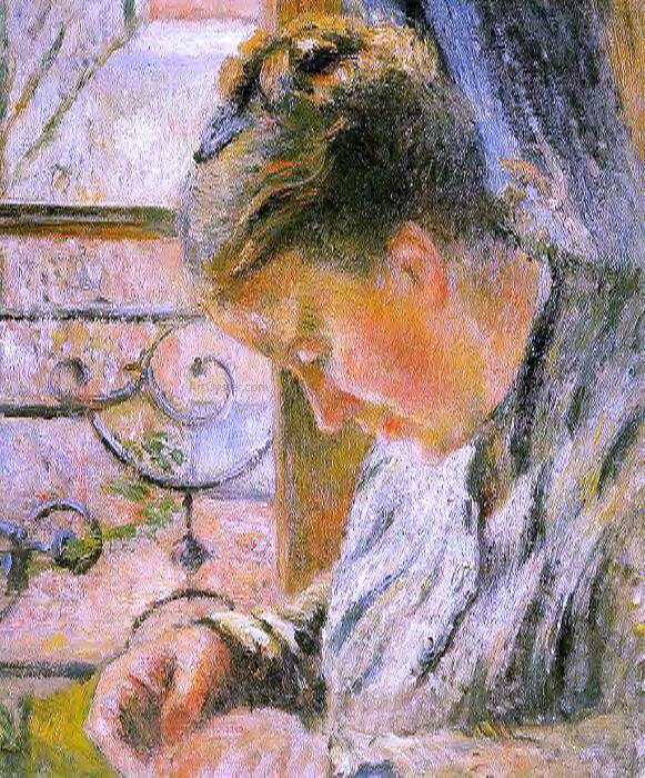  Camille Pissarro Portrait of Madame Pissarro Sewing near a Window - Canvas Print