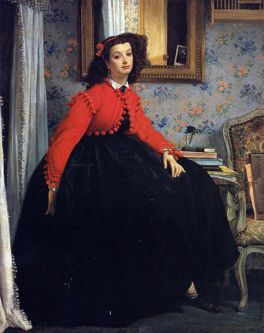  James Tissot Portrait of Mademoiselle L. L. (also known as Young Woman in a Red Jacket) - Canvas Print