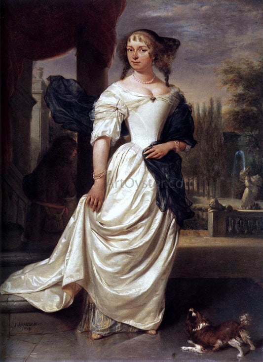  Johannes Verkolje Portrait of Margaretha Delff, Wife of Johan de la Faille - Canvas Print