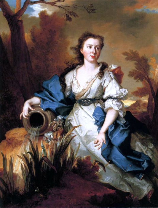  Nicolas De Largilliere Portrait of Marianne de Mahony, full-length, in a blue and white dress, as a water nymph - Canvas Print