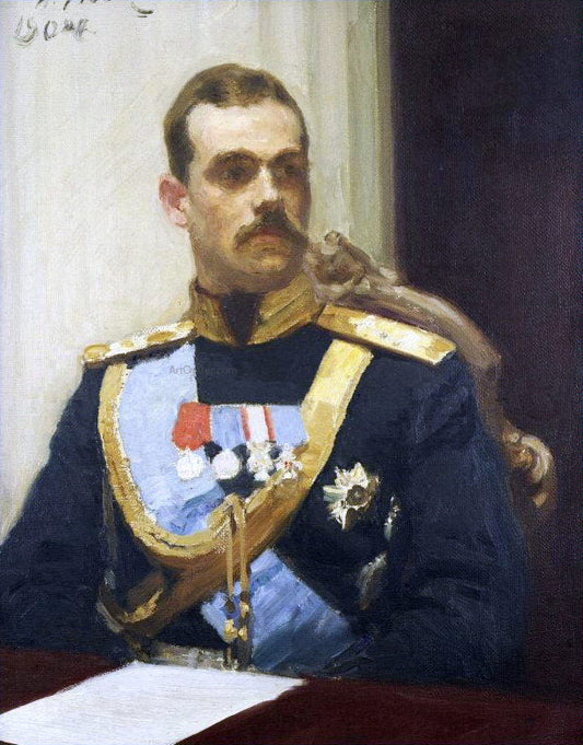  Ilia Efimovich Repin Portrait of Member of State Council Grand Prince Mikhail Aleksandrovich Romanov, Study - Canvas Print