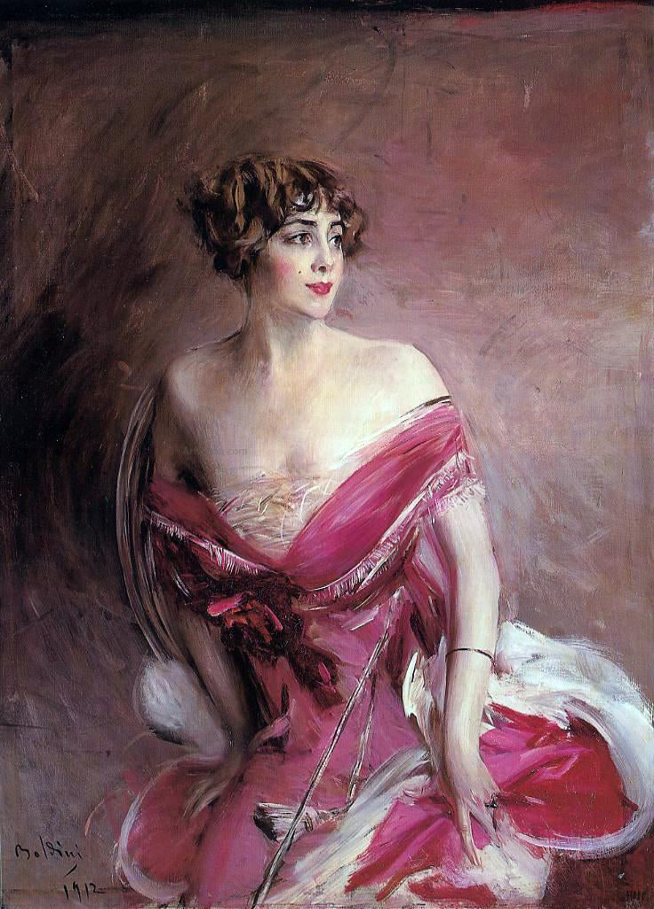  Giovanni Boldini Portrait of Mlle de Gillespie, 'La Dame de Biarritz' - Canvas Print