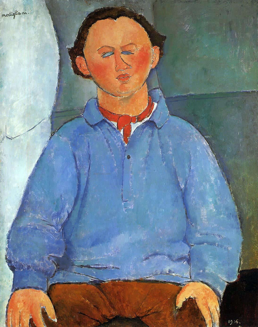  Amedeo Modigliani Portrait of Oscar Meistchaninoff - Canvas Print