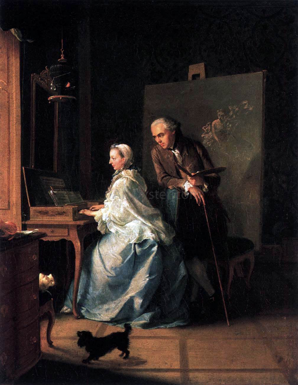  The Elder Johann Heinrich Tischbein Portrait of the Artist and His Wife at the Spinet - Canvas Print