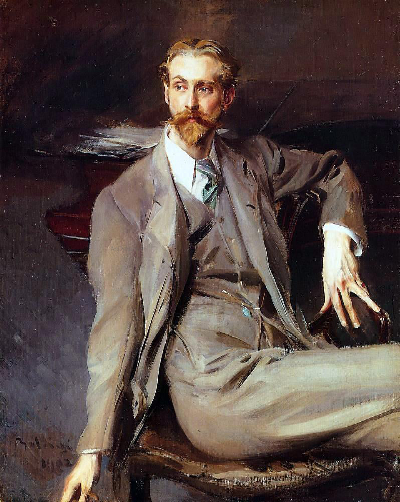  Giovanni Boldini Portrait of the Artist Lawrence Alexander (Peter) Brown - Canvas Print