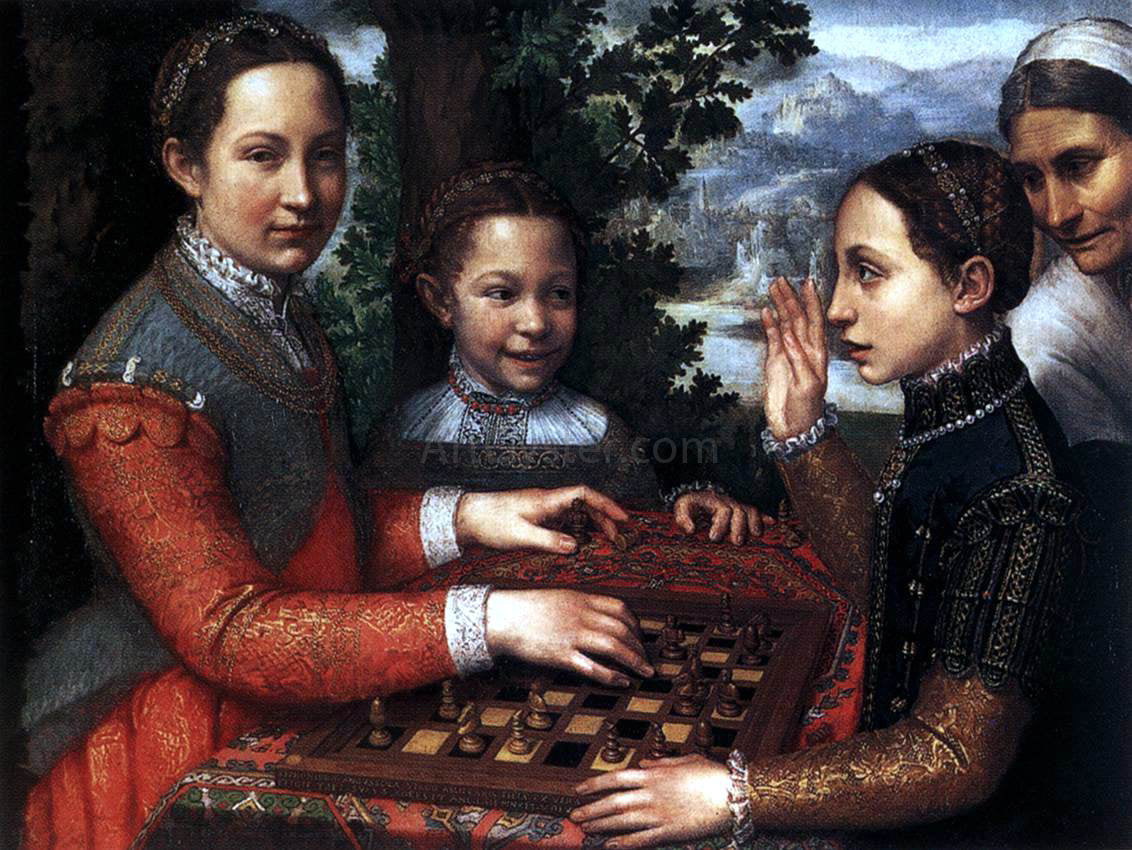  Sofonisba Anguissola Portrait of the Artist's Sisters Playing Chess - Canvas Print