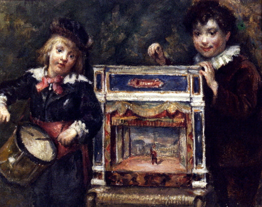  Marcellin Desboutin Portrait of The Artist's Two Sons With Their Puppet Theatre - Canvas Print