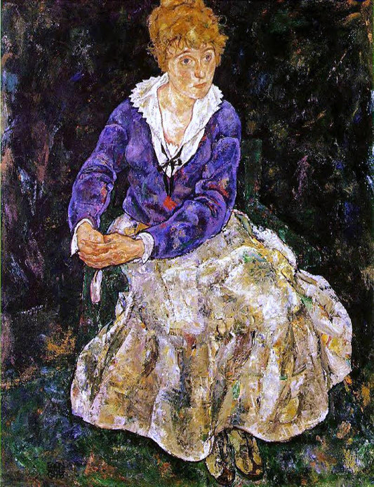  Egon Schiele Portrait of the Artist's Wife, Seated - Canvas Print