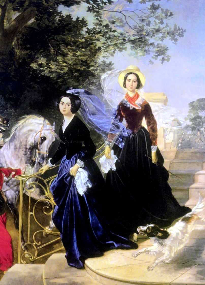  Karl Pavlovich Brulloff Portrait of the Shishmariov Sisters - Canvas Print
