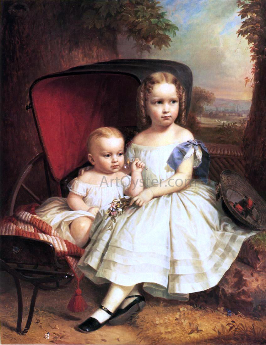  William Ruthven Wheeler Portrait of Two Children, Helen and Alice Capron - Canvas Print