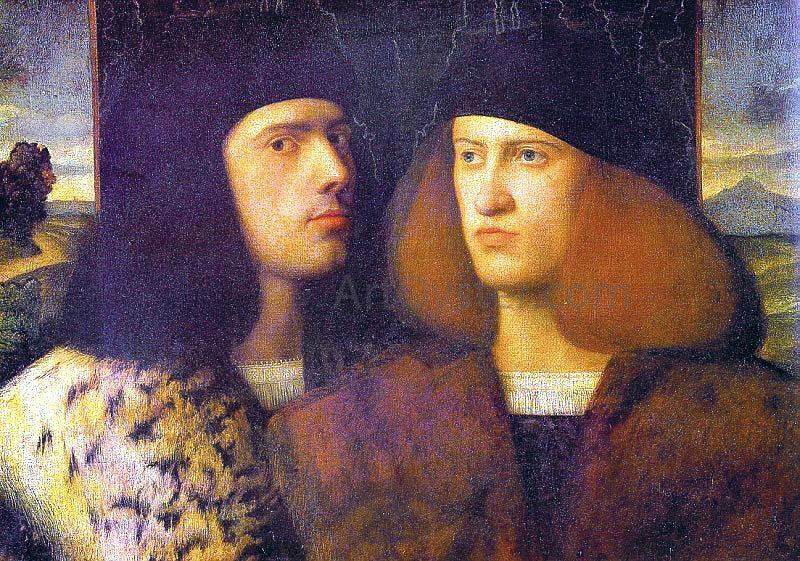  Giovanni Cariani Portrait of Two Young Men - Canvas Print