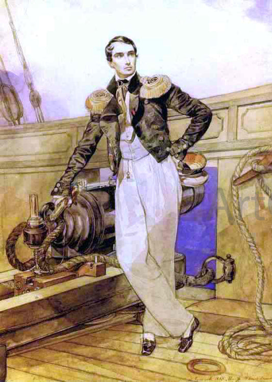  Karl Pavlovich Brulloff Portrait of V. A. Kornilov on Board the Brig Themistocles - Canvas Print